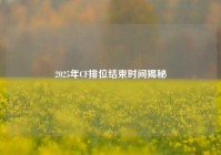 2025年CF排位结束时间揭秘