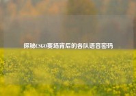 探秘CSGO赛场背后的各队语音密码