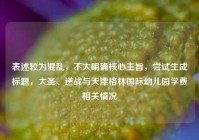 表述较为混乱，不太明确核心主旨，尝试生成标题，大圣、逆战与天津格林国际幼儿园学费相关情况