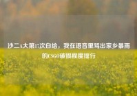 沙二A大第17次白给，我在语音里骂出家乡暴雨的CSGO破损程度排行