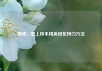 揭秘，登上和平精英段位榜的方法
