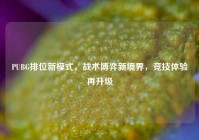 PUBG排位新模式，战术博弈新境界，竞技体验再升级