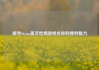 探寻Steam英文吃鸡游戏名称的独特魅力