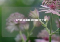 LOL胜利界面崩溃的解决之道