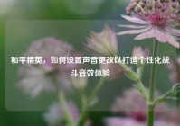 和平精英，如何设置声音更改以打造个性化战斗音效体验