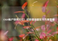 CSGO账户别亮红灯！这些错误雷区千万要警惕