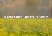 和平精英青铜段位，菜得直白，快乐得纯粹