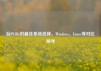 玩PUBG的最佳系统选择，Windows、Linux等对比探寻