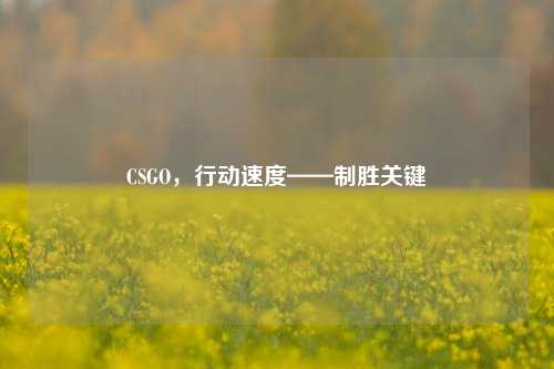 CSGO，行动速度——制胜关键