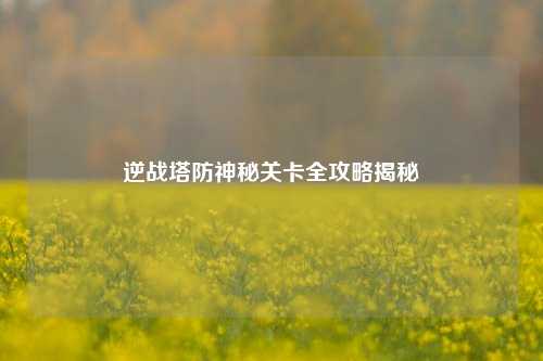 逆战塔防神秘关卡全攻略揭秘