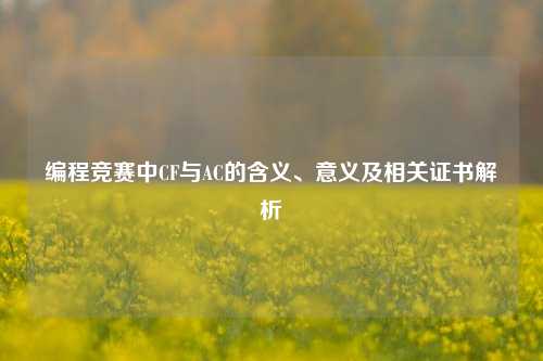 编程竞赛中CF与AC的含义、意义及相关证书解析
