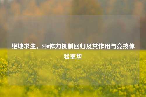 绝地求生，200体力机制回归及其作用与竞技体验重塑