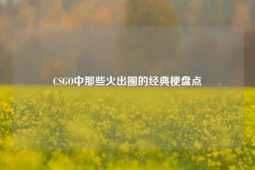 CSGO中那些火出圈的经典梗盘点