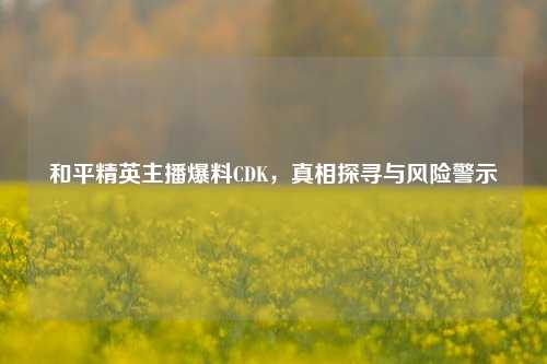 和平精英主播爆料CDK，真相探寻与风险警示