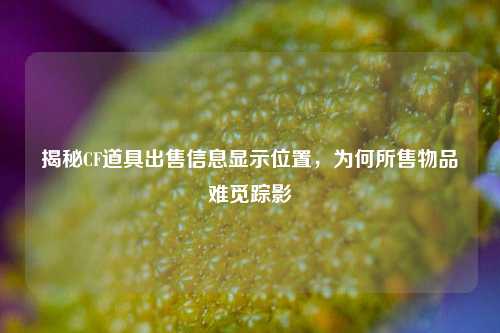 揭秘CF道具出售信息显示位置,为何所售物品难觅踪影