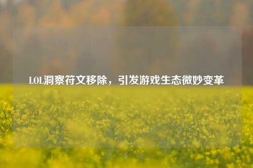 LOL洞察符文移除，引发游戏生态微妙变革
