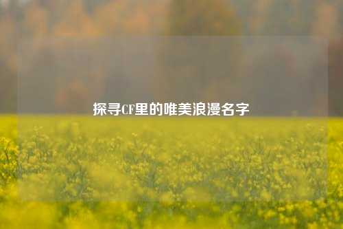探寻CF里的唯美浪漫名字