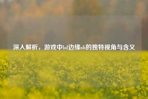 深入解析,游戏中lol边缘ob的独特视角与含义