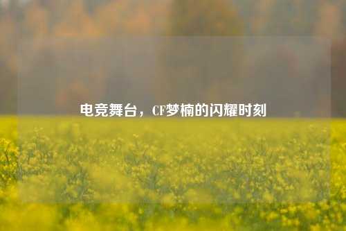 电竞舞台,CF梦楠的闪耀时刻