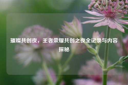 璀璨共创夜,王者荣耀共创之夜全记录与内容探秘