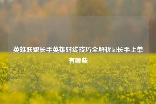 英雄联盟长手英雄对线技巧全解析lol长手上单有哪些