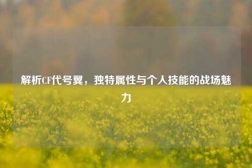 解析CF代号翼,独特属性与个人技能的战场魅力