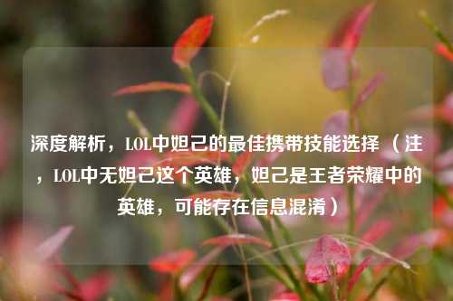 深度解析，LOL中妲己的最佳携带技能选择 （注，LOL中无妲己这个英雄，妲己是王者荣耀中的英雄，可能存在信息混淆）