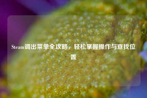 Steam调出菜单全攻略，轻松掌握操作与查找位置
