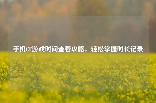 手机CF游戏时间查看攻略,轻松掌握时长记录