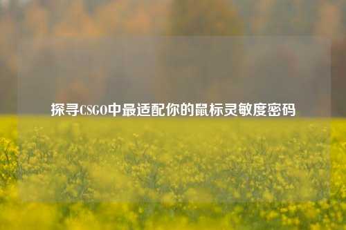 探寻CSGO中最适配你的鼠标灵敏度密码