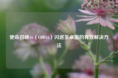 使命召唤16(COD16)闪退至桌面的有效解决方法