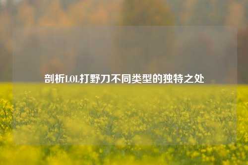 剖析LOL打野刀不同类型的独特之处