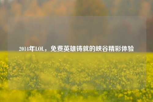 2014年LOL,免费英雄铸就的峡谷精彩体验