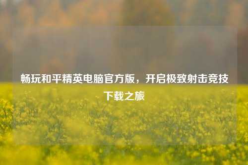 畅玩和平精英电脑官方版,开启极致射击竞技下载之旅