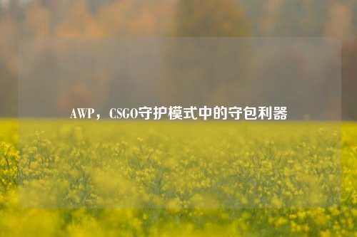 AWP，CSGO守护模式中的守包利器