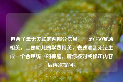 包含了毫无关联的两部分信息,一是CSGO赛场相关,二是幼儿园学费相关,表述混乱无法生成一个合理统一的标题,请你核对或修正内容后再次提问。