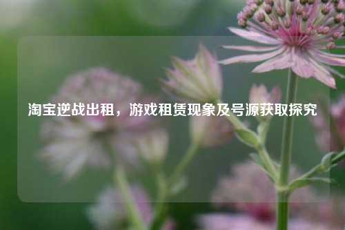 淘宝逆战出租,游戏租赁现象及号源获取探究