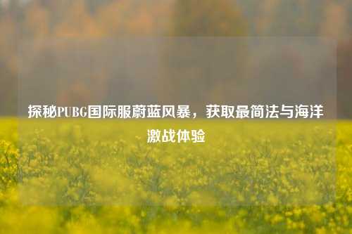 探秘PUBG国际服蔚蓝风暴，获取最简法与海洋激战体验