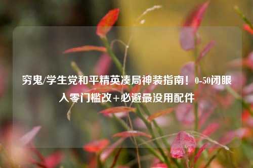 穷鬼/学生党和平精英凑局神装指南!0-50闭眼入零门槛改+必避最没用配件