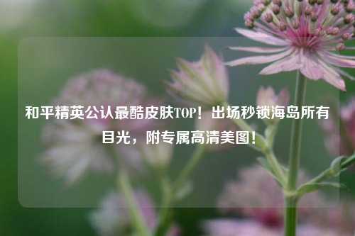 和平精英公认最酷皮肤TOP！出场秒锁海岛所有目光，附专属高清美图！