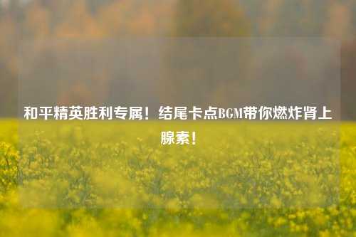 和平精英胜利专属！结尾卡点BGM带你燃炸肾上腺素！