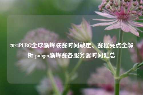 2024PUBG全球巅峰联赛时间敲定、赛程亮点全解析 pubgm巅峰赛各服务器时间汇总