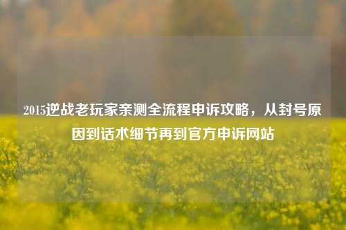 2015逆战老玩家亲测全流程申诉攻略,从封号原因到话术细节再到官方申诉网站