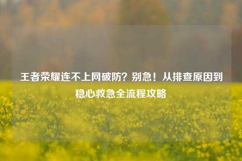 王者荣耀连不上网破防？别急！从排查原因到稳心救急全流程攻略