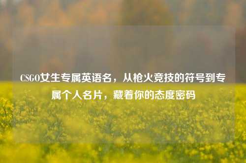 CSGO女生专属英语名，从枪火竞技的符号到专属个人名片，藏着你的态度密码