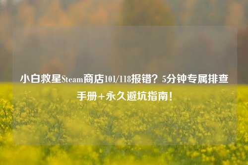 小白救星Steam商店101/118报错?5分钟专属排查手册+永久避坑指南!