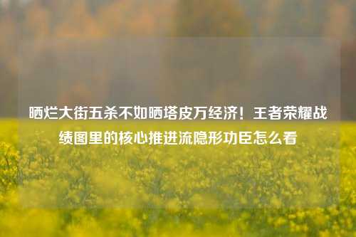 晒烂大街五杀不如晒塔皮万经济！王者荣耀战绩图里的核心推进流隐形功臣怎么看