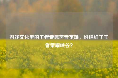 游戏文化里的王者专属声音英雄,谁唱红了王者荣耀峡谷?