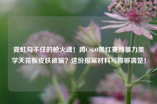 霓虹勾不住的枪火魂！蹲CSGO黑红赛博暴力美学天花板皮肤被骗？这份报案材料写得够清楚！