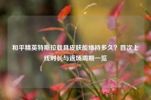 和平精英特斯拉载具皮肤能维持多久？首次上线时长与返场周期一览